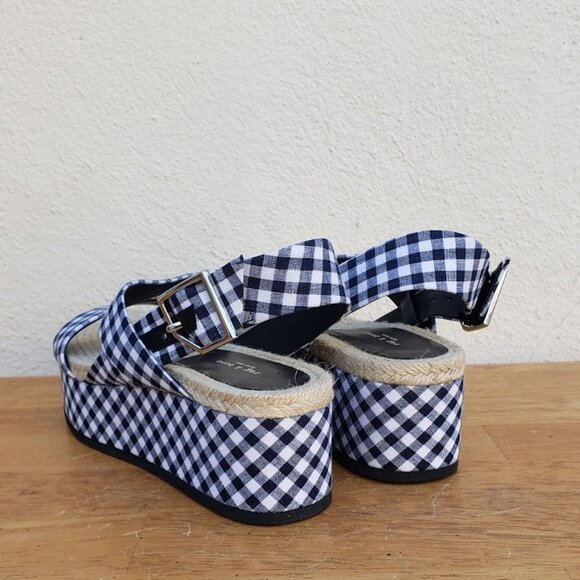 rag & bone Megan Gingham Navy White Sandals - Picture 9 of 12